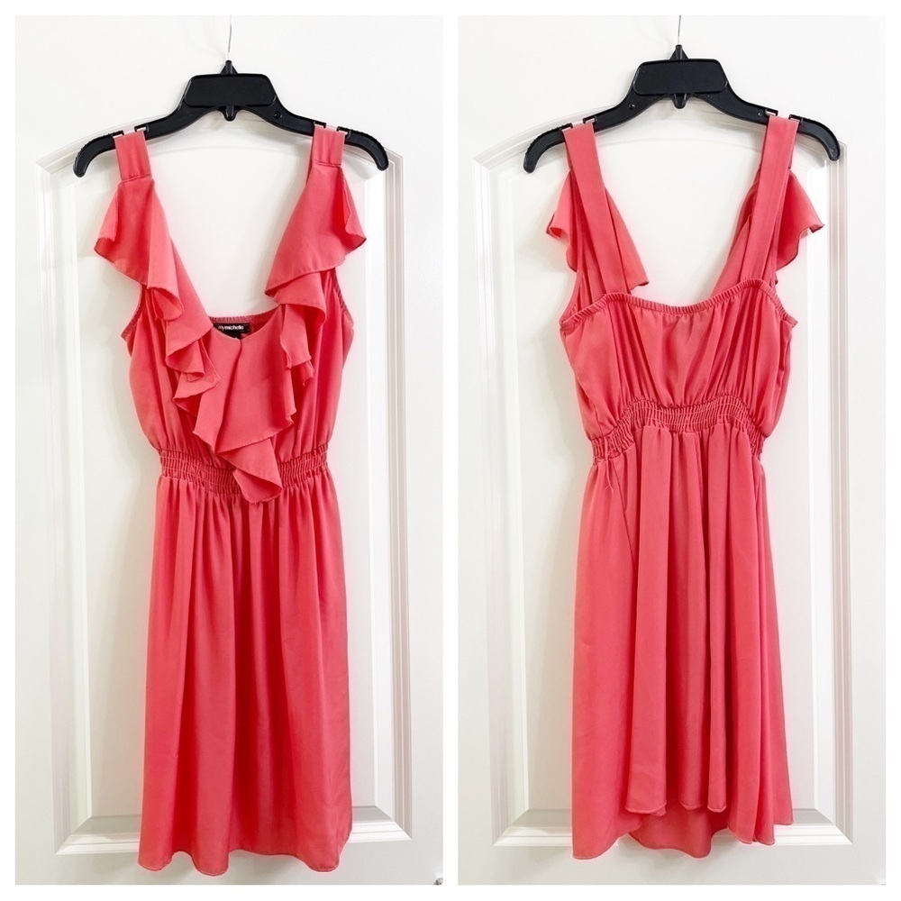 My Michelle salmon ruffle dress